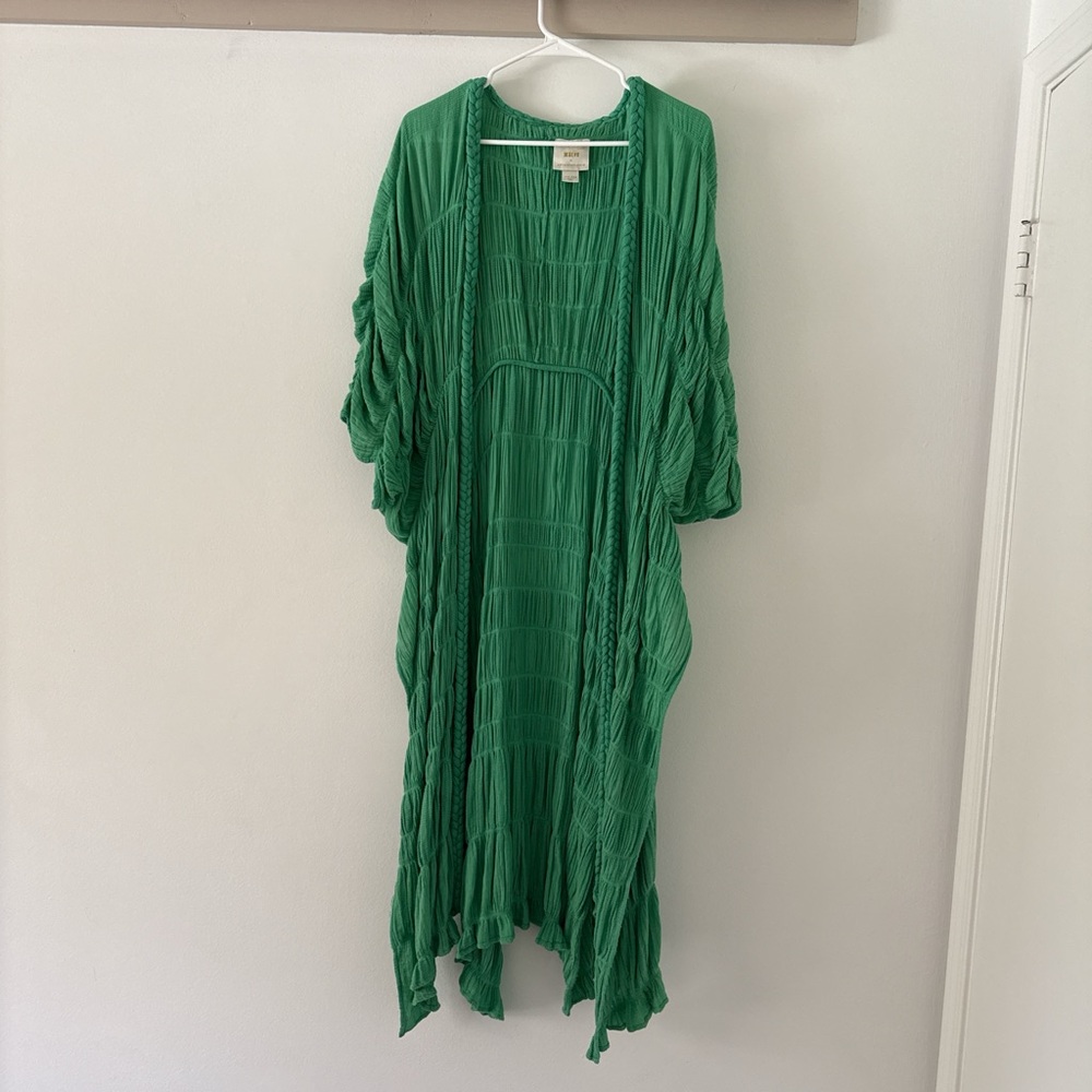 Anthropologie Maeve Textured Green Top